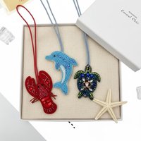 1pc Multi-function 3D Rhinestone Applique Patch Pendant Key Chain Lobster Beaded Pendant Patches Hanging Rope Keyring
