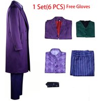 6PCS/Set Men's Vintage Retro Full Set Green Trench Coat Vest Shirt Pants Gloves Tie for Halloween Party