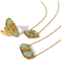 Huangchao 1pc Starfish Shell Ring/Pendant Necklace for Women, Stainless Steel Plated 18K Gold Fashion Jewelry Accessories