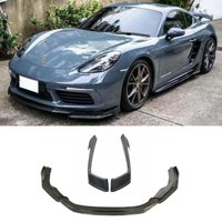 For Porsche 718 Cayman Boxster 2016-2025 Real Carbon Fiber Front Lip Bumper Spoiler Fog Lamp Cover Splitter Body Kit