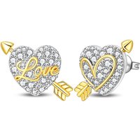 New 925 Sterling Silver Love Bow And Arrow Women Earrings Brilliant Wedding Engagement Star Earrings Jewelry Gift