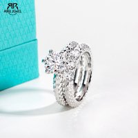AnuJewel 2ct/3ct Moissanite Engagement Ring 14k Gold Plated Lustrous Sleek Wedding Band Bridal Rings Set Jewelry Gifts for Women