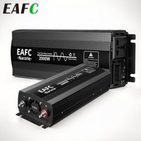 EAFC 2000W/3000W/4000W Pure Sine Wave Power Bank Current Supply Inverter LED DC 12V 24V to AC 220V Voltage CarBattery Converter