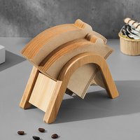 Bamboo Coffee Filter Paper Container Stand Holder Simple Coffee Filters Dispenser Rack Shelf Storage Paper Tissue Box Shelf