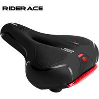 RIDERACE Bicycle Saddle With Tail Light Big Butt Cycling Cushion Hollow MTB Bike Front Seat Mat Shock Absorber Wide Comfortable
