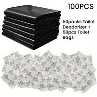 Portable camping toilet kit (50 garbage bags and 50 packs of toilet gel), suitable for camping, hiking, road trips