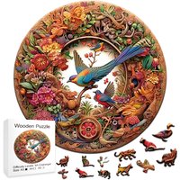 Wooden Animal Puzzle Unique and Mysterious Circular Bird Puzzle for Adults or Children Holiday Gift Interactive Game Wooden Toys