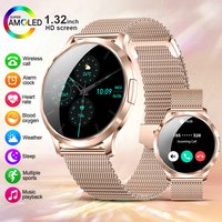 Women's Smartwatch 1.32'' Full Touch AMOLED Screen Bluetooth Call Heart Rate Blood Oxygen Monitoring Health Luxury Smart Watch