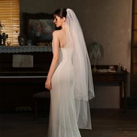 V508 French Style Double Layer White Long Wedding Veil With Comb bridal headdress accessory