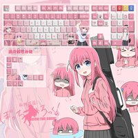 Cute Keycaps Anime Hitori Gotoh 138 Keys PBT Dye Sub Gaming Key Caps BOCCHI THE ROCK Backlit Keycap 1.9mm Keys for ANSI Layout