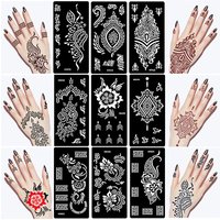 9 Sheets Tattoo Stencils Kit Flowers Suitable For Women Girls Teenagers Hand, Temporary Henna Hollow Tattoo Templates For Arm