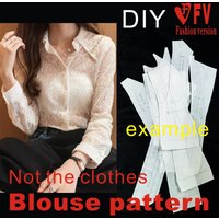 New style women's fashion lace long-sleeved shirt pattern cutting diagram 1:1 garment structure pattern BCY-132
