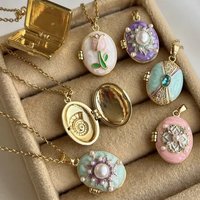 Fashion Opening and Closing Necklace Pendant DIY Dripping Oil Retro Painted Pendant Necklace Women Necklace Jewelry Accessory