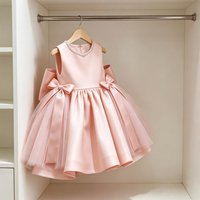 Flower Girl Dresses Satin Bow Cute Baby Girl Dress Knee-Length Short Girl Party Dresses Kid's Dress First Communion Dress