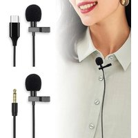 1/2/3/4/5pcs Mini Portable Lavalier Microphone Condenser Clip-On Lapel Mic Wired 3.5mm Type-C Microfon For Phone For Laptop PC