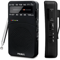 PRUNUS J-166 Portable Radio AM FM, Battery Operated Radio with Tuning Light, Back Clip, Excellent Reception, Transistor Radio