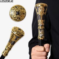 Luxury Gold & Black Straight Handle Walking Stick Detachable Fashion Cane for Men And Women Cosplay Party Accessory