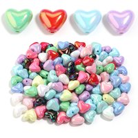 50Pcs/lot AB Colour Acrylic Love Heart Shape Loose Spacer Beads for Jewelry Making DIY Handmade Beading Bracelet Accessories