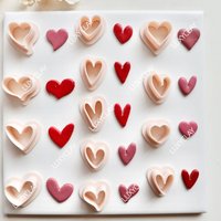 13pcs Valentine's Day Heart Shape Clay Molds, Abstract Heart Pattern Polymer Clay Cutters for Pendant Earring & Jewelry Making