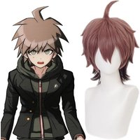 Anime Danganronpa Cosplay Makoto Naegi Wig Short Dark Brown Synthetic Heat Resistant Hair Wigs for Halloween Cosplay Party