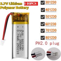 3.7V 200mAh 601230 Lithium Polymer Battery 301230 401230 501230 701230 801230 Rechargeable Lipo Batteries JST2.0 2Pin for Toys
