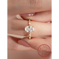 925 Sterling Silver Zircon Elliptical Horse Eye Fashionable Ring For Women Engagement Wedding Luxury High Quality Fine Jewelry