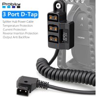 Probty 3 Port D-Tap Splitter Hub Power Cable with LED Digital Display for V Mount Camera Battery Photograhy Accessories