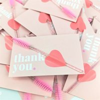 10/50Pcs Disposable Eyelash Brushes, Pink Crystal Handle Mascara Wands with Thank You Cards, Lash Lift Makeup Tools