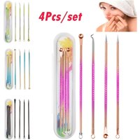 4PCS Stainless Steel Blackhead Remover Tool Comedone Acne Extractor Kit for Pore Cleaning Face Professional Skin Care Tools