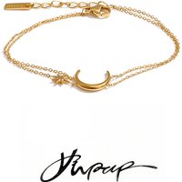Yhpup Stainless Steel Double-Layer Chain Sun Moon Bracelet Bangle for Women Summer Waterproof Fashion Wrist Jewelry Wholesale