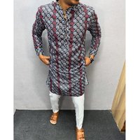 Kurta Vardha Regular Fit Mandarin Collar Long Suitable All Occasions Such Wedding Hari Raya Aidilfitri Gebetskleidung Mann