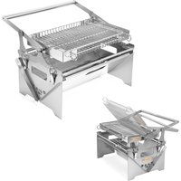 Flip Grill 360° Rotating Barbecue Grill, Manual Push-Pull Auto Flipping Charcoal Grill for Outdoor Camping & Picnics