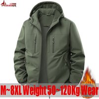 Übergröße 7XL 8XL Herren Taktische Fleecejacke Winter Verdickte Warme Wasserdichte Jacken Outdoor-Sport-Hoodies Parkas Herrenbekleidung