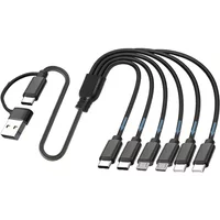 6 in 1 Splitter Multiple Charging Cable USB A C to 3 in 1 Charging Cord For iPhone 16 15 14 13 Max For Samsung Type C/ Micro USB