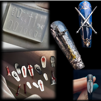 A dark style silicone nail mold with a sword, moon, butterfly, coffin, three-dimensional creative decorative nail template