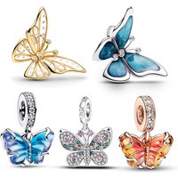 New in 925 Sterling Silver Butterfly Theme Charms Fine Beads Fits 3mm Original Charms Bracelet DIY Fine Jewelry For Womens Gifts