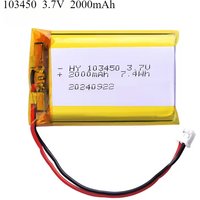 103450 3.7V 2000mAh Polymer Lithium Rechargeable Battery PH 2.0mm 2pin plug for Camera GPS navigator MP5 PS4 100% Real Capacity