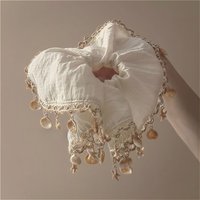 1PCS Boho Shell Tassel Square Scarf Hair Tie, Bohemian Vacation Style Hair Ring, Fashion Hair Accessories