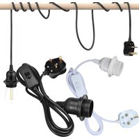 Ceiling Pendant Light Fitting E27 Screw Lamp Holder with Switch Suspended & Lock Ring for Shade 2 Core Extension Cable UK Plug