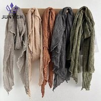 Retro Artistic Cotton Linen Scarf Women's Gauze Pleated Thin Shawl Pure Color Fashion Accessories