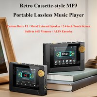 Portable Lossless Hi-Fi MP3 Player with Bluetooth 5.3 Built-in 64G Memory FM Radio 2.4-inch HD Touch Screen & Long Battery Life