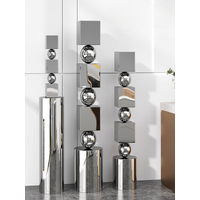 Hotel Lobby Landscape Decorative Sculpture, Stainless Steel Stone Decoration at the Door Pool, Waterscape, Large Floor Art