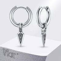 Vnox Men's Punk Triangular Spear Huggie Hoop Earrings, Stainless Steel Anti Allergy Hip Hop Ear Jewelry Accessories Gift for Him