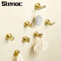 Bathroom Brushed Gold Stainless Steel Robe Coat Clothes Hook Wall Hanger With Screws Keys Holder Wall Hanger Hanging Rack Hook