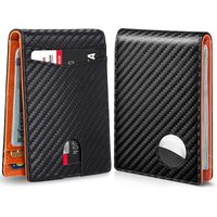 Portefeuille pour hommes en fibre de carbone avec technologie RFID, porte-cartes de crédit, sac à main pour argent, portefeuille minimaliste, porte-cartes fin pour hommes, compatible avec AirTag.