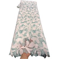 African Lace Fabric, Purple White Floral Water Soluble Guipure Lace Purple White 3D Floral Embroidery African Lace for Wedding D