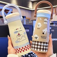 Kawaii Puppy Thermos Water Bottle With Straw Cute Stainless Steel Tumbler For Hot Cold Coffee Tea Portable Thermal Cup 600ml