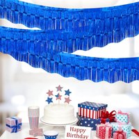 3Pcs Wavy Laser Sapphire Blue Tinsel Foil Fringe Garland Birthday Party Decorations