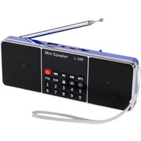 HOT-Mini Portable Rechargeable Stereo L-288 FM Radio Speaker LCD Screen Support TF Card USB Disk MP3 Music Player Loudspeaker(Bl