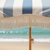 Fringe Beach Umbrella Protection Striped Beach Umbrella Fringe Sunshade Easy to Set up Outdoor Shade for Patio, Courtyard